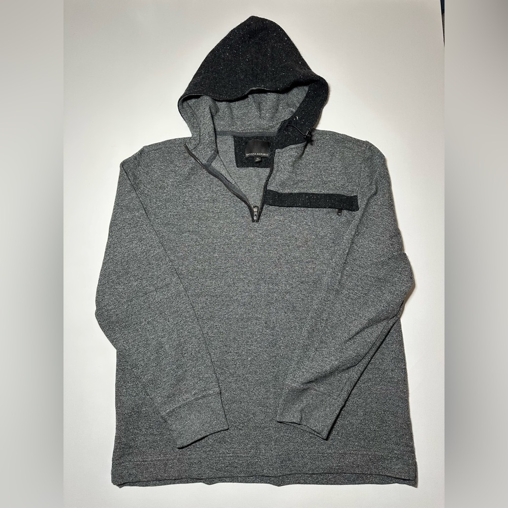 Banana Republic Quarter Zip Pullover Hoodie Sweatshirt - Mens XL
